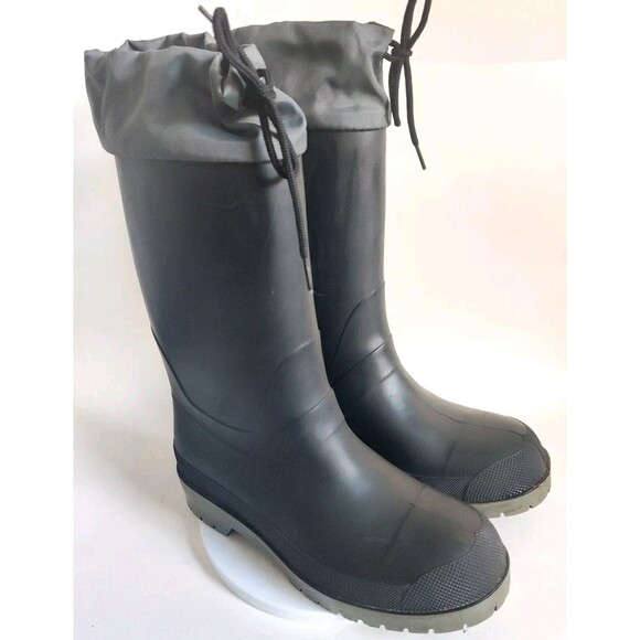 Vintage LL Bean Rain Boots Size 9 Insulated Black Rubber Womens Made In Canada - Picture 1 of 14